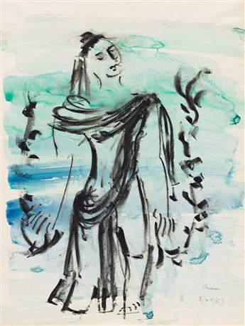 IRENE RICE PEREIRA (1902 - 1971, AMERICAN) I) Untitled, (Two Figures), AND II) Untitled, (Woman Under Water).